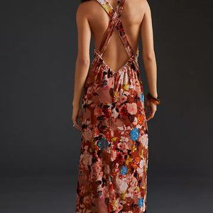 Anthropologie Halter Velvet Maxi Dress